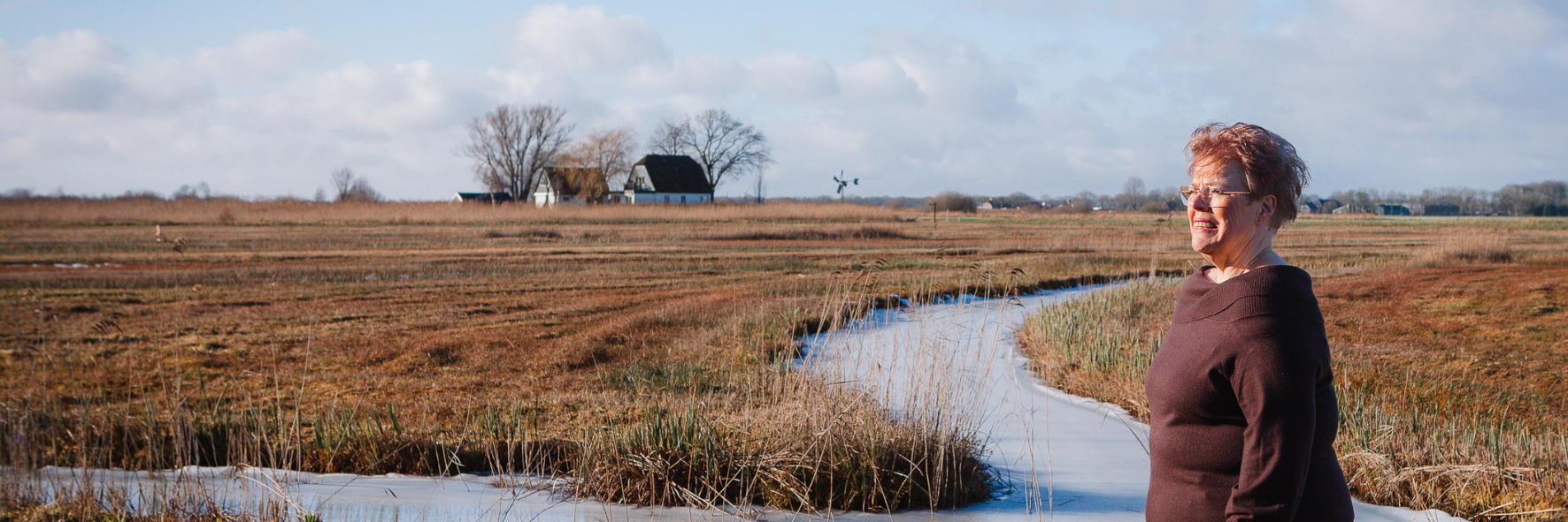 Marjolein in de natuur in de winter